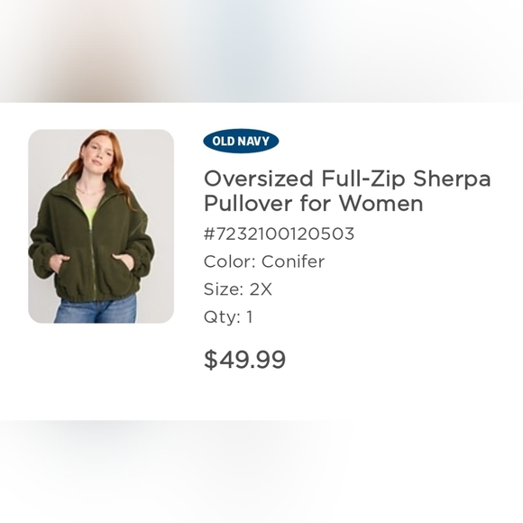 Old Navy Oversized Full-Zip Sherpa Pullover for Women Size 2x - Picture 2 of 4
